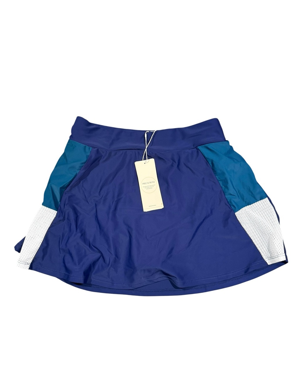 Navy Swim Skort with Teal Panels and White Mesh Accents